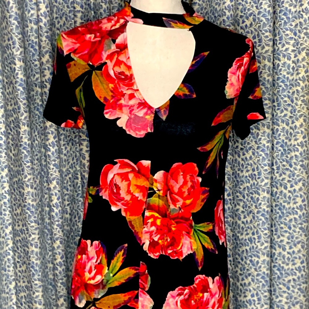 Lovely black top with floral print